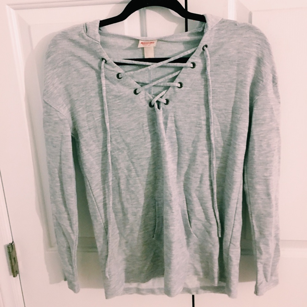 mossimo gray lace up shirt with hood